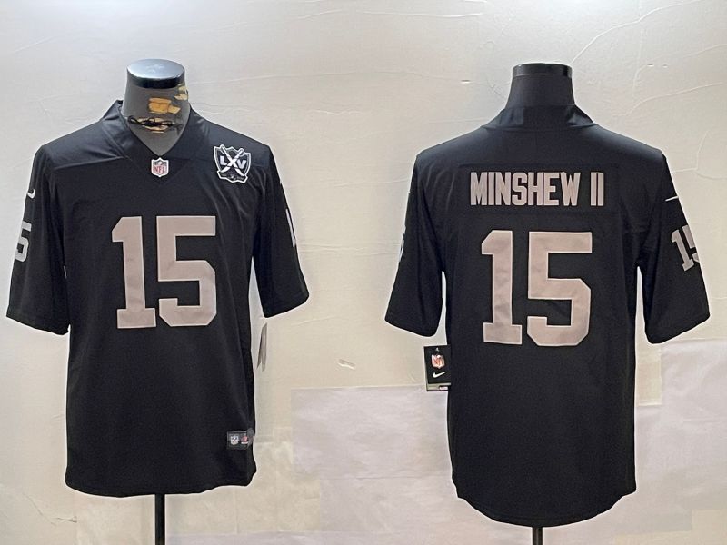 Men Oakland Raiders #15 Minshew ii Black 2024 Nike Vapor Limited NFL Jersey style 11